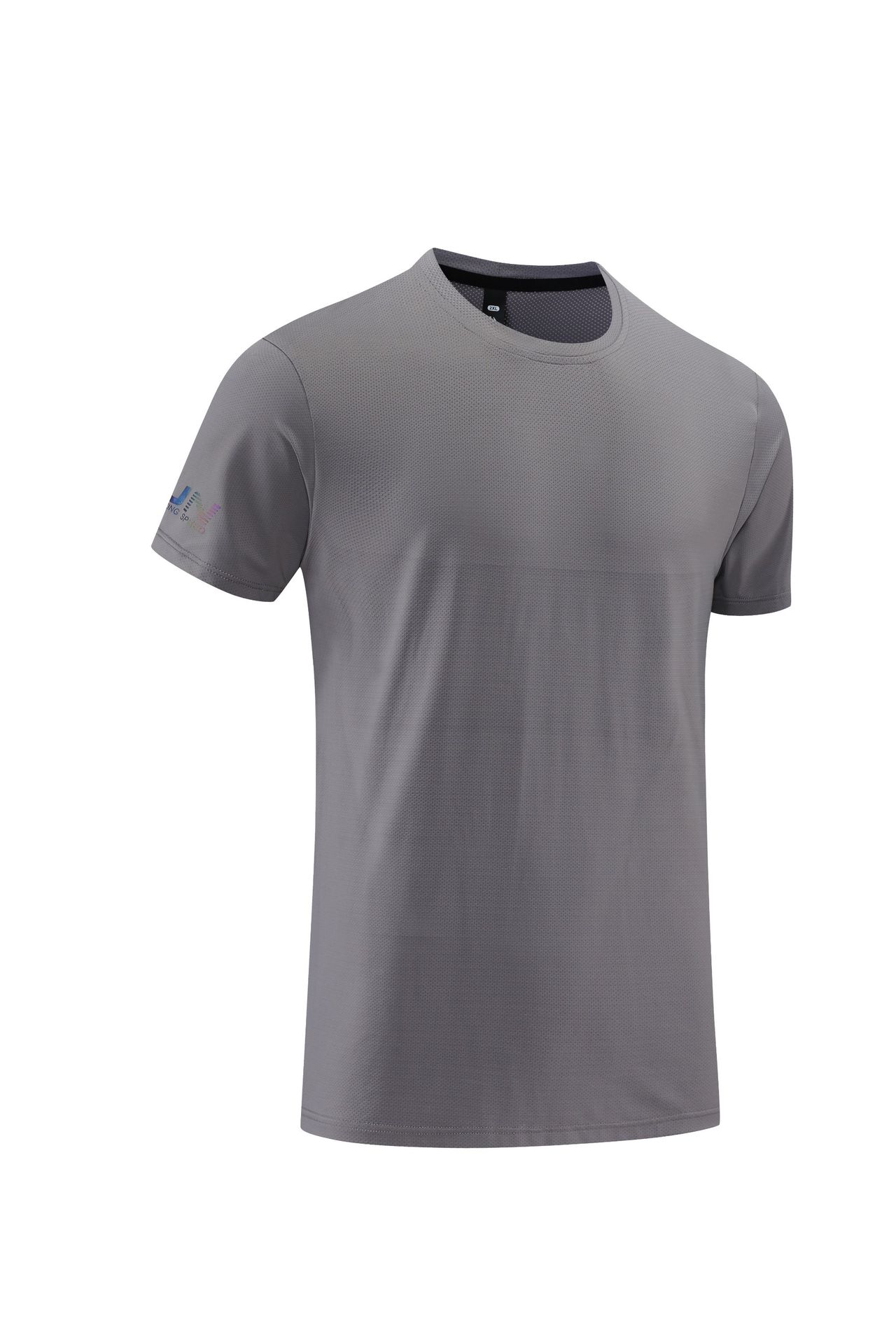 Nylon deportes casual de manga corta impresa de los hombres y las mujeres de cuello redondo de hielo de secado rápido camiseta de color sólido europeo y americano superior