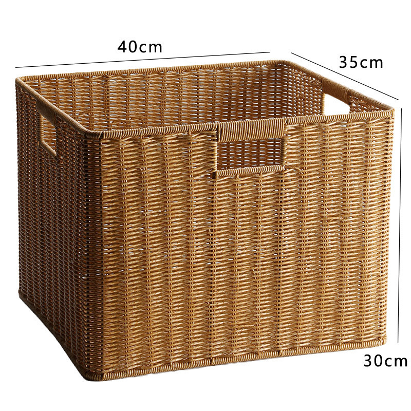 Cesta de almacenamiento de tela de caña imitación ropa sucia juguetes bocadillos cesta de almacenamiento de artículos de bambú tejido casero sala de estar gabinete de televisión escritorio completo