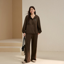 【个性运动风卫衣套装】纤莉秀大码女装休闲舒适两件套胖mm秋新款