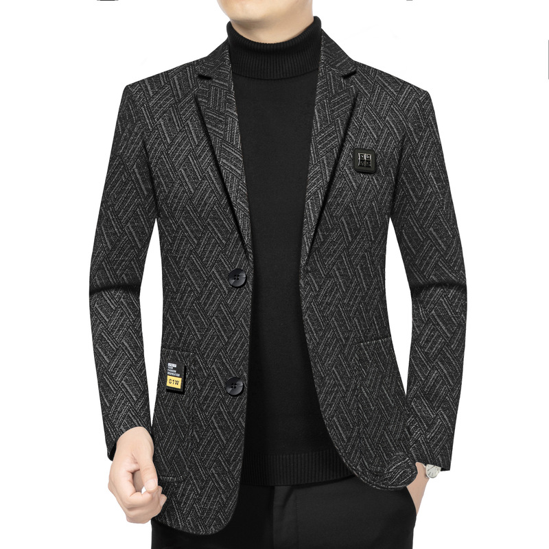 2025春の新型ファッションビジネススーツのコート中年男性カジュアル韓国風スーツのお父さんは服を着ています。|undefined