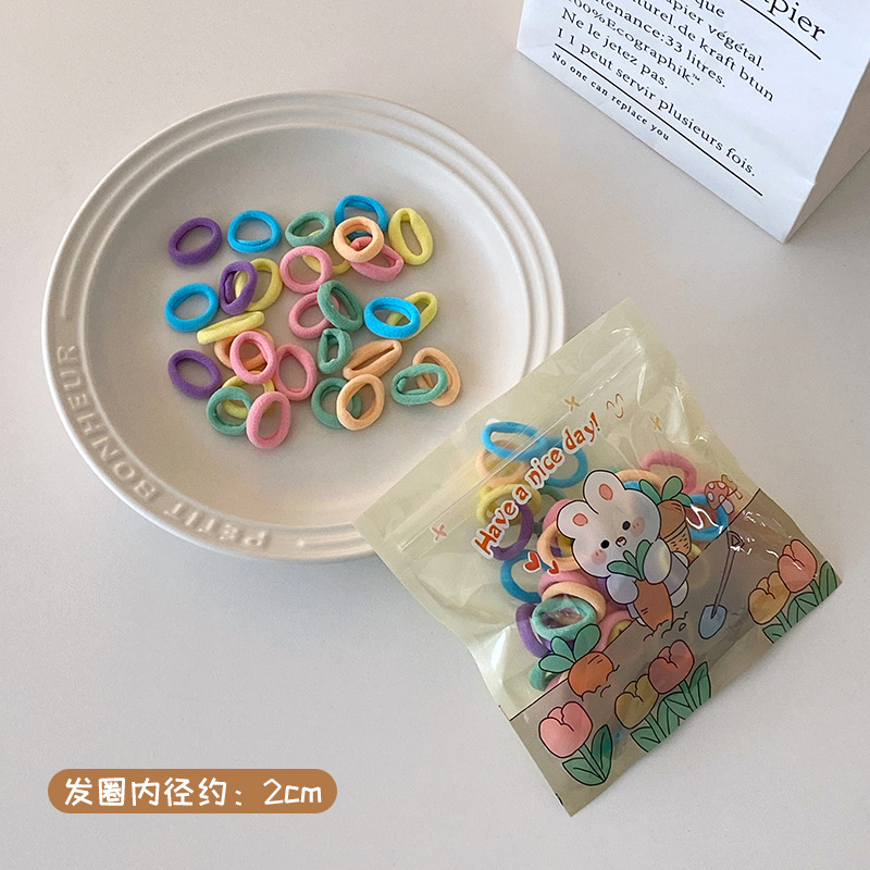 100 paquetes _ colorido pequeño bebé anillo de cabello para niños cuerda de cabello alta elástica no lesionada banda de cabello para mujeres con joyas de cabello para niñas