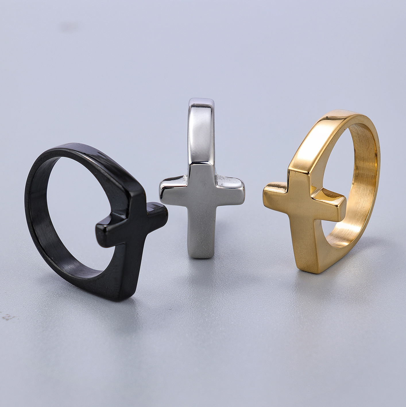 8g Weight Rings Classification 13, 4, 9 Ring Size Simple Style Streetwear Cross 304 Stainless Steel Men's Rings