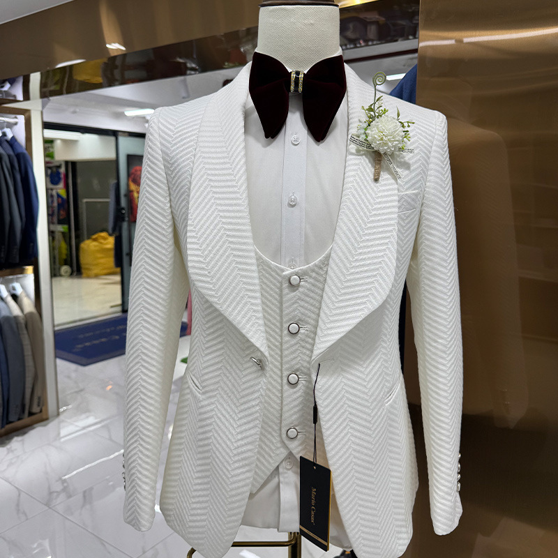 Men's Suit Cross-Border Foreign Trade Men's Casual Suit Wedding Casual Host Suit 3-Piece Set 3Pcs
