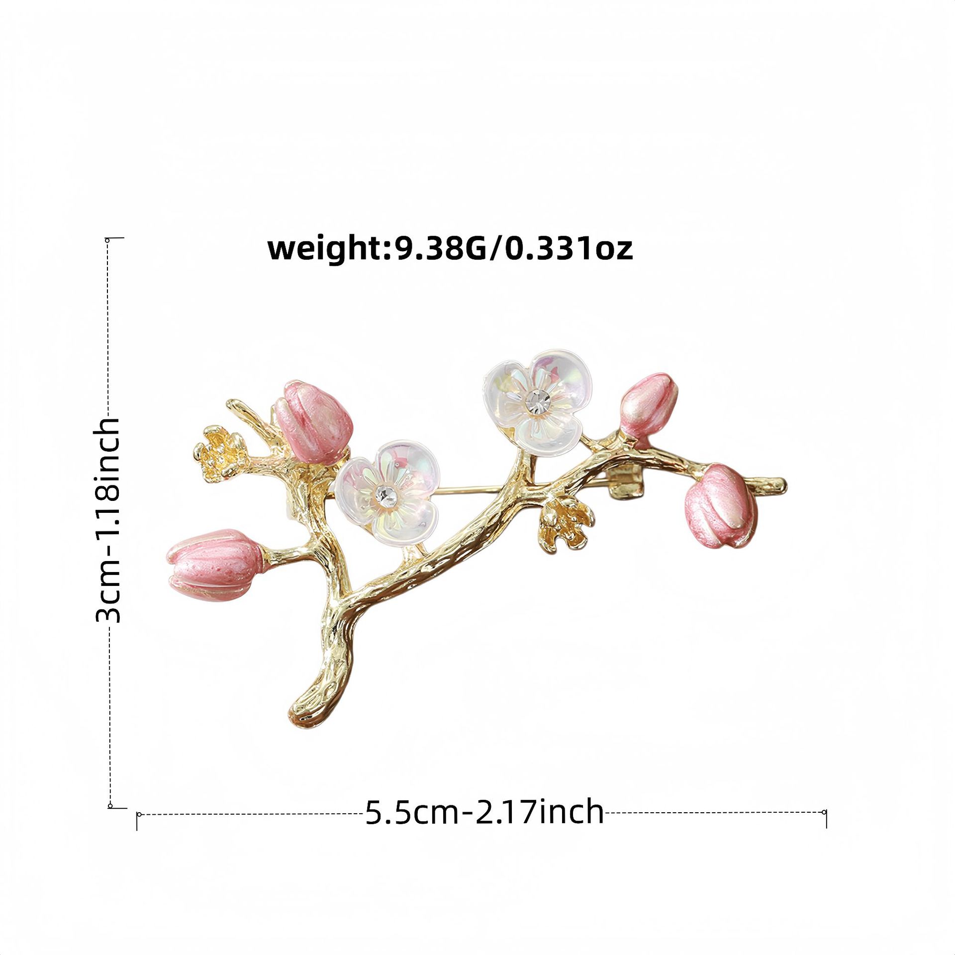 2026 Retro Chinese-Style Enamel Pink Flower Brooch Elegant Women's Qipao Accessory Anti-Exposure Personalized Peach Blossom Brooch
