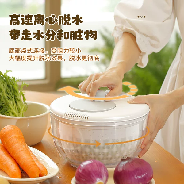 Drain basket, fruit and vegetable dehydrator, manual spin dryer, microwave-safe, multifunctional vegetable cutter, cross-border