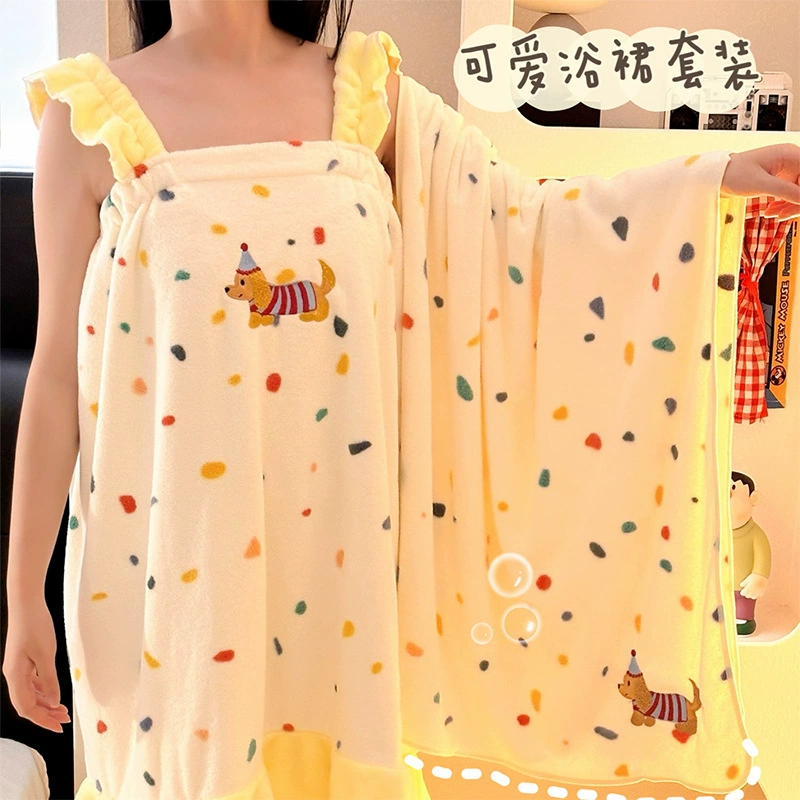 Красочная юбка для купания с пятнами для собак, быстросохнущий свободный халат на подтяжках, мягкое приятное для кожи полотенце, шапочка для сушки волос, набор банных полотенец.