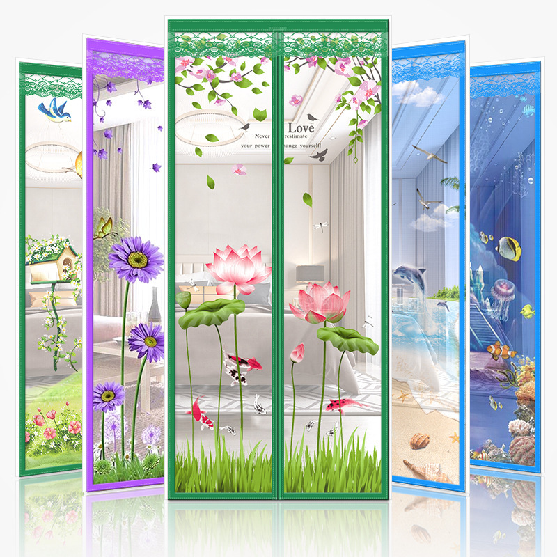 Magnetic Mosquito Net Door Curtain for Home Use, Magnetic Summer Mosquito Net for Doors and Windows, No-Drill Magic Tape, New Chinese Style
