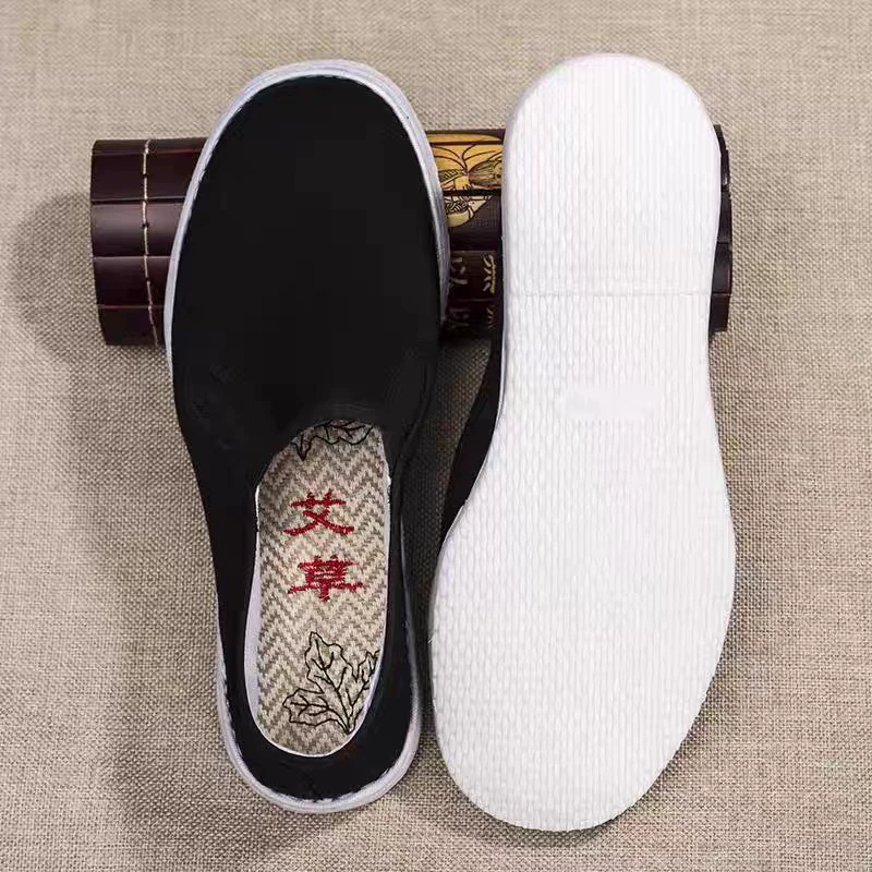 Высококачественная старая пекинская обувь из ткани мужская полынь белая целая наклейка ручной работы