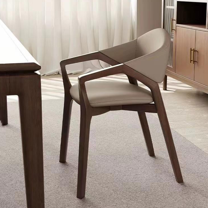 Ready Stock, New Model, All Solid Wood Dining Chair with Armrests and Backrest, Simple Business Negotiation Chair, Home Leisure Dining Chair