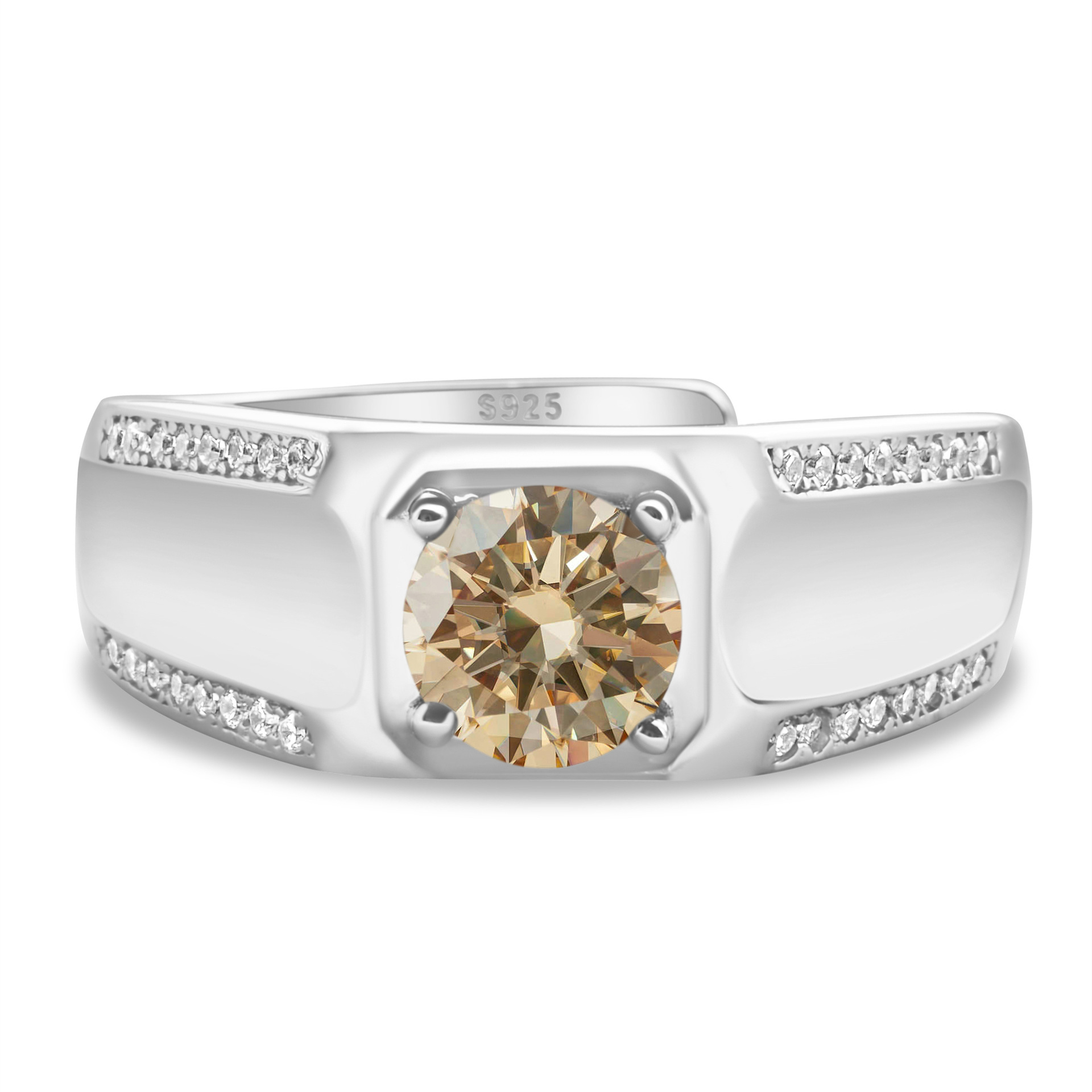 925 plata esterlina gran anillo de hombre de piedra moissan anillo masculino chapado pt950 oro atmósfera para enviar al por mayor fábrica de novio spot