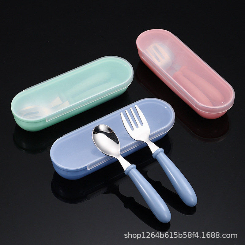Cross-border 304 stainless steel Children's tableware spoon Fork box three-piece set baby tableware maternal and child gift gift fork spoon