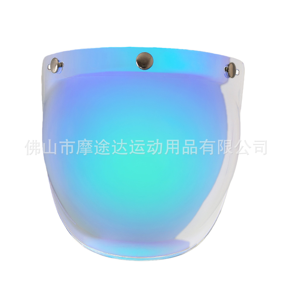 Retro Motorcycle Helmet Lens with Curved Surface, Three-Button Bubble Mirror, Multi-Color Windproof and Uv Protection Shield