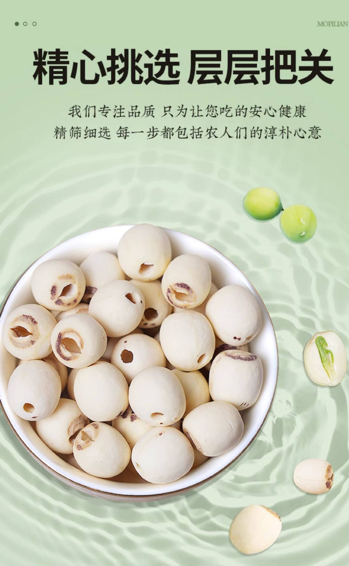 Premium Cored White Lotus Seeds Bai Lian Zi 500g with Goji Berries 250g Dried Jiangxi Specialty for Soup and Congee key features