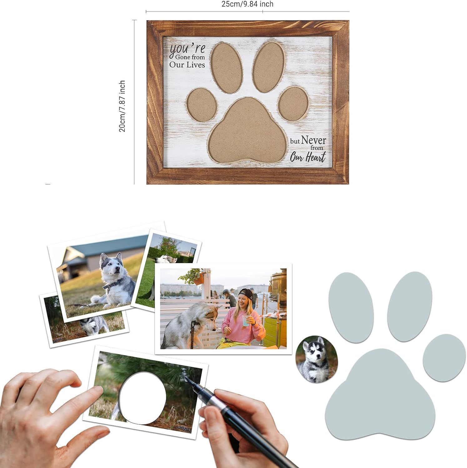 Registro de crecimiento de mascotas de madera marco de fotos conmemorativo decoración cachorro creativo conmemorativo marco de fotos bricolaje Decoración