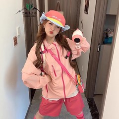 ドーパミン着用ピンクオリジナル糸日焼け防止服女性の夏の抗 UV アイスシルク速乾性カップルスキン服ジャケット
