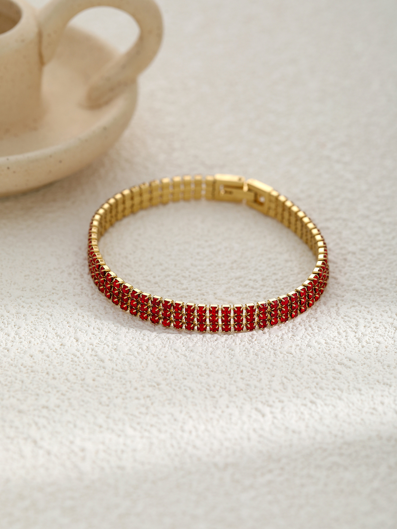 Titanium Steel Chain Material Vintage Style Classic Style Geometric Titanium Steel Zircon Chain-free Bracelets In Bulk