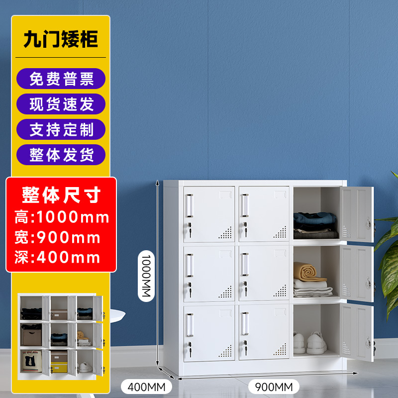 Armario de hojalata armario de almacenamiento de dormitorio con cerradura empleado de fábrica dos, tres, cuatro, seis puertas, gabinete de acero de color de desmontaje y montaje de borde estrecho