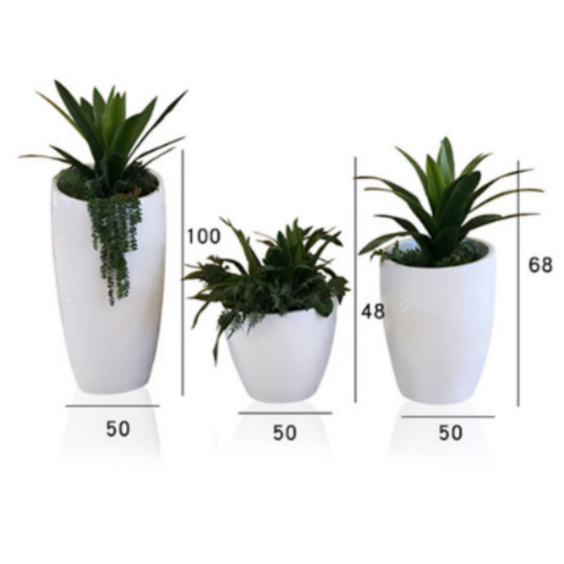 FRP inclinada maceta de flores combinada centro comercial hotel café sala de ocio decoración al aire libre vasija de flores