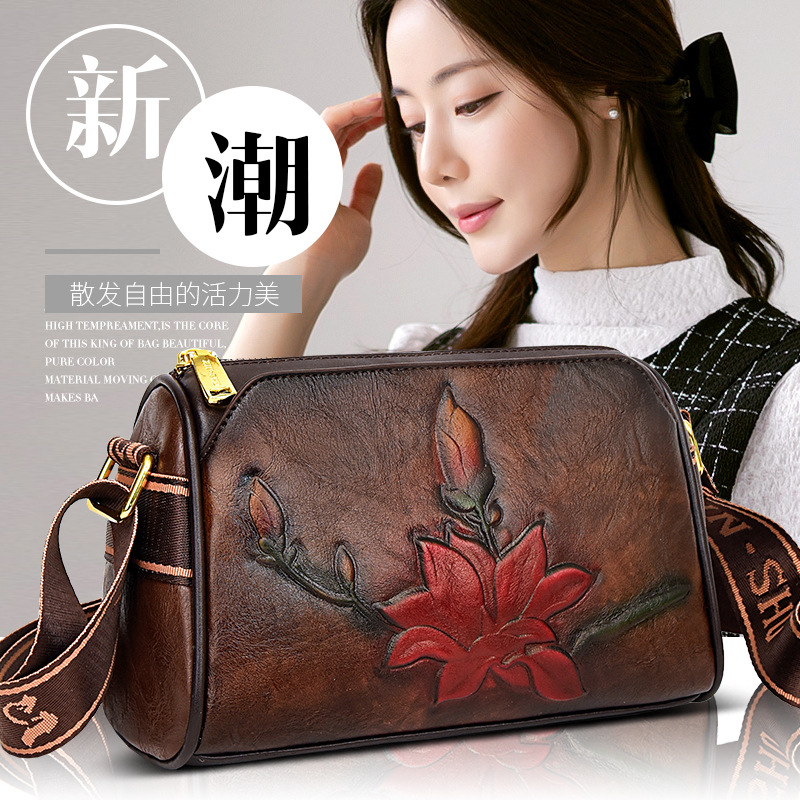 Bolso de hombro transfronterizo de mujer, esta temporada, nuevo bolso de mujer, estilo nacional, moda en relieve, bolso de madre, bolso retro.