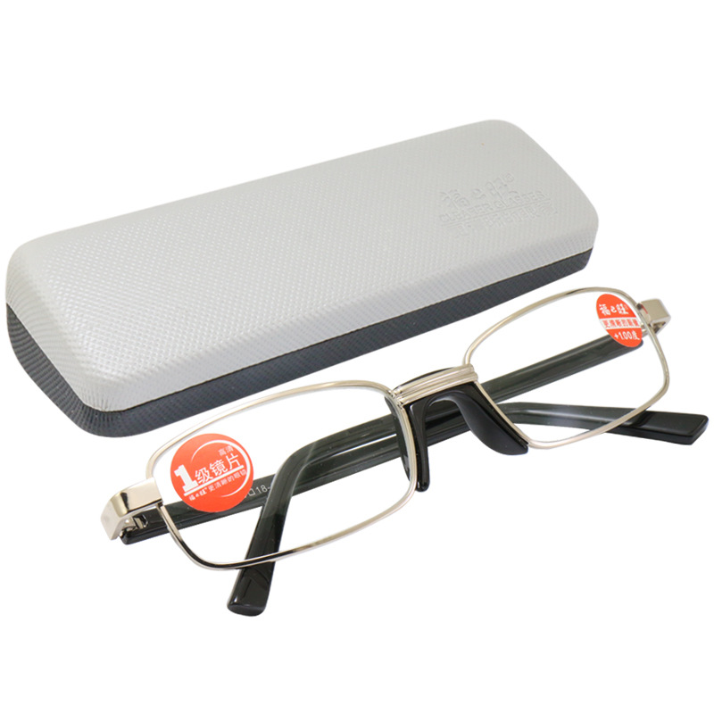 老花镜男女绿膜玻璃舒适金属架一体鼻托老人防刮福旺5809如意国风