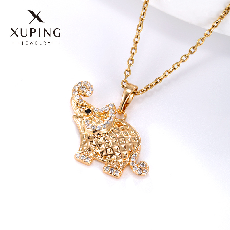 Xuking joyería de dibujos animados lindo elefante colgante mujer nicho joyería al por mayor japonés y coreano elefante de moda con incrustaciones colgante de circonio