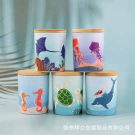 亚马逊爆款海洋奇遇3D蜡烛杯数码打印储物罐高档香薰蜡烛罐玻璃杯