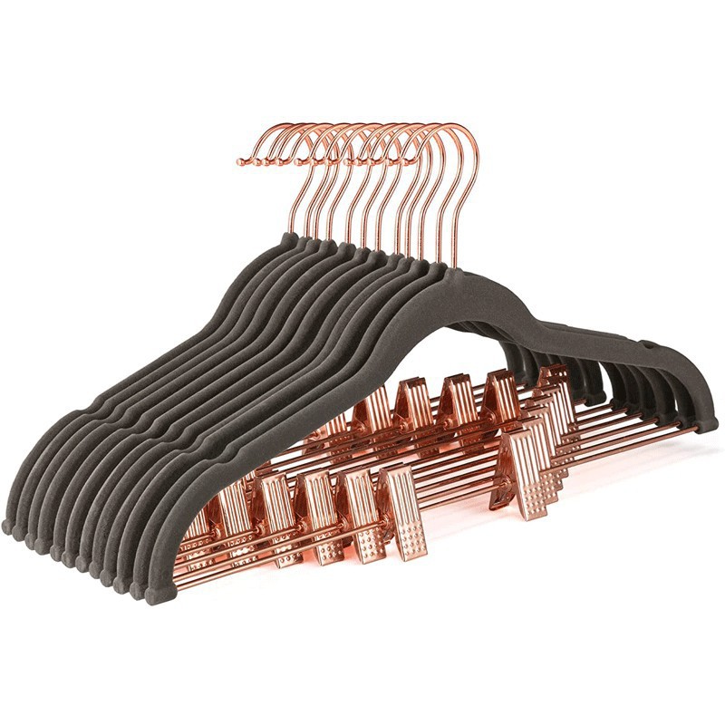 percha de ropa con clip de flocado percha de pantalones percha de ropa antideslizante para ahorrar espacio percha de ropa tienda de ropa trajes chaqueta de ropa