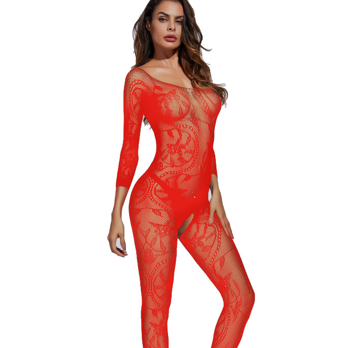 Yue die popular lencería sexy de mujer Pijamas europeos y americanos Amazon sexy pequeño dragón medias de extremo abierto mono 606