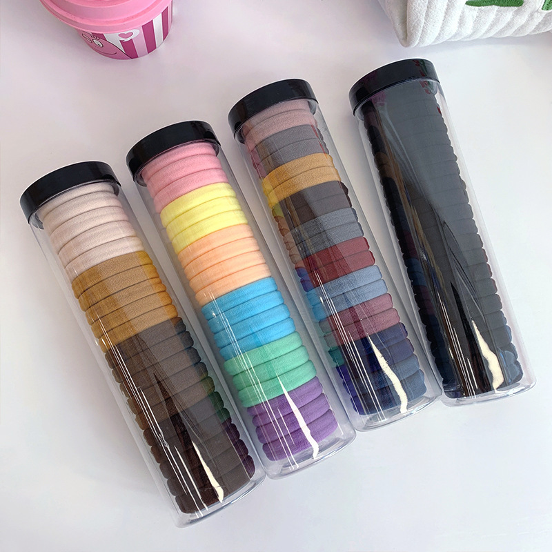 2022韓版韓式橡皮筋頭繩清新甜美毛巾圈20根罐裝無接縫高彈力發圈