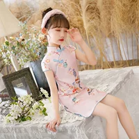 Платье Cheongsam для девочек, новый летний стиль, костюм Hanfu Tang для маленьких девочек, детское модное платье с цветком сливы