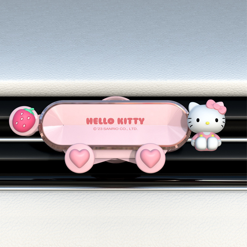 Hellokitty soporte para teléfono móvil para automóvil dibujos animados creativo salida de aire para automóvil navegación soporte de gravedad universal