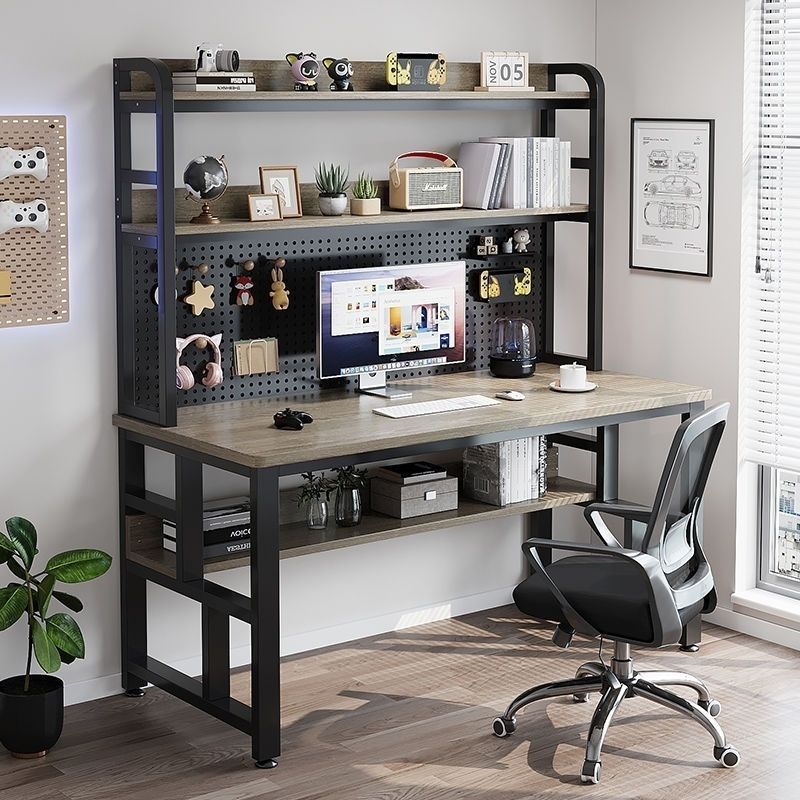 Computer Desk Desktop Table Home Bedroom Hole Board Combination Table Simple Student Study Table Desk Bookshelf Integrated