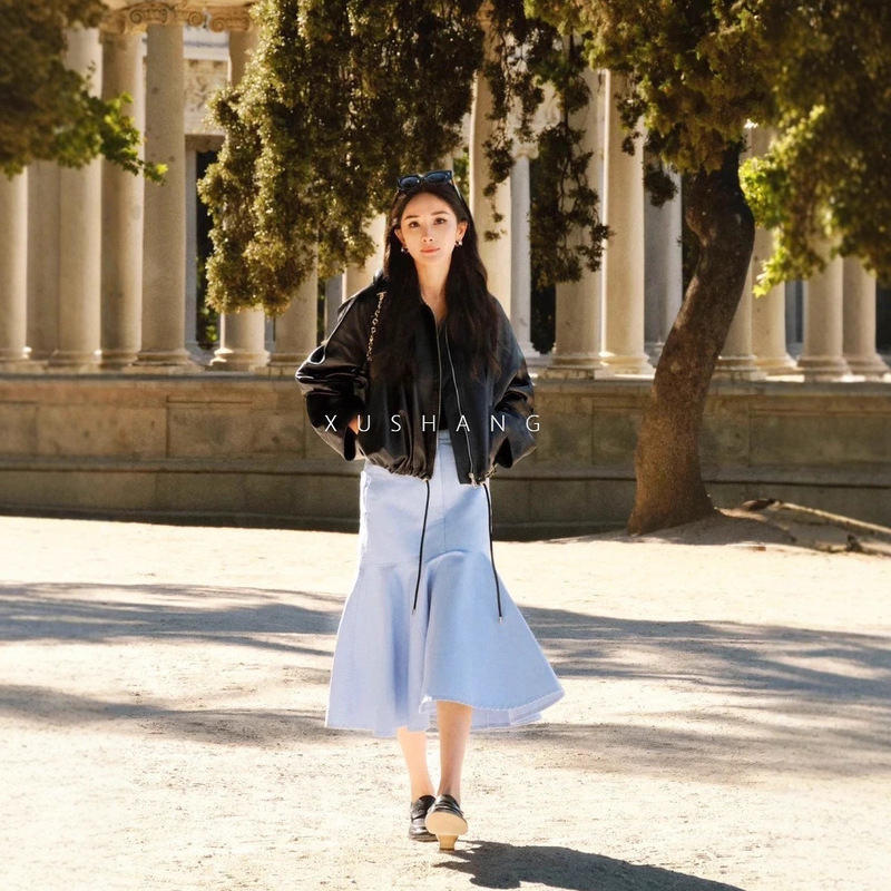 Yang Mi Style Oil Wax Sheepskin Leather Jacket for Women, Genuine Leather 2025 New Short Haining Women's Jacket Coat