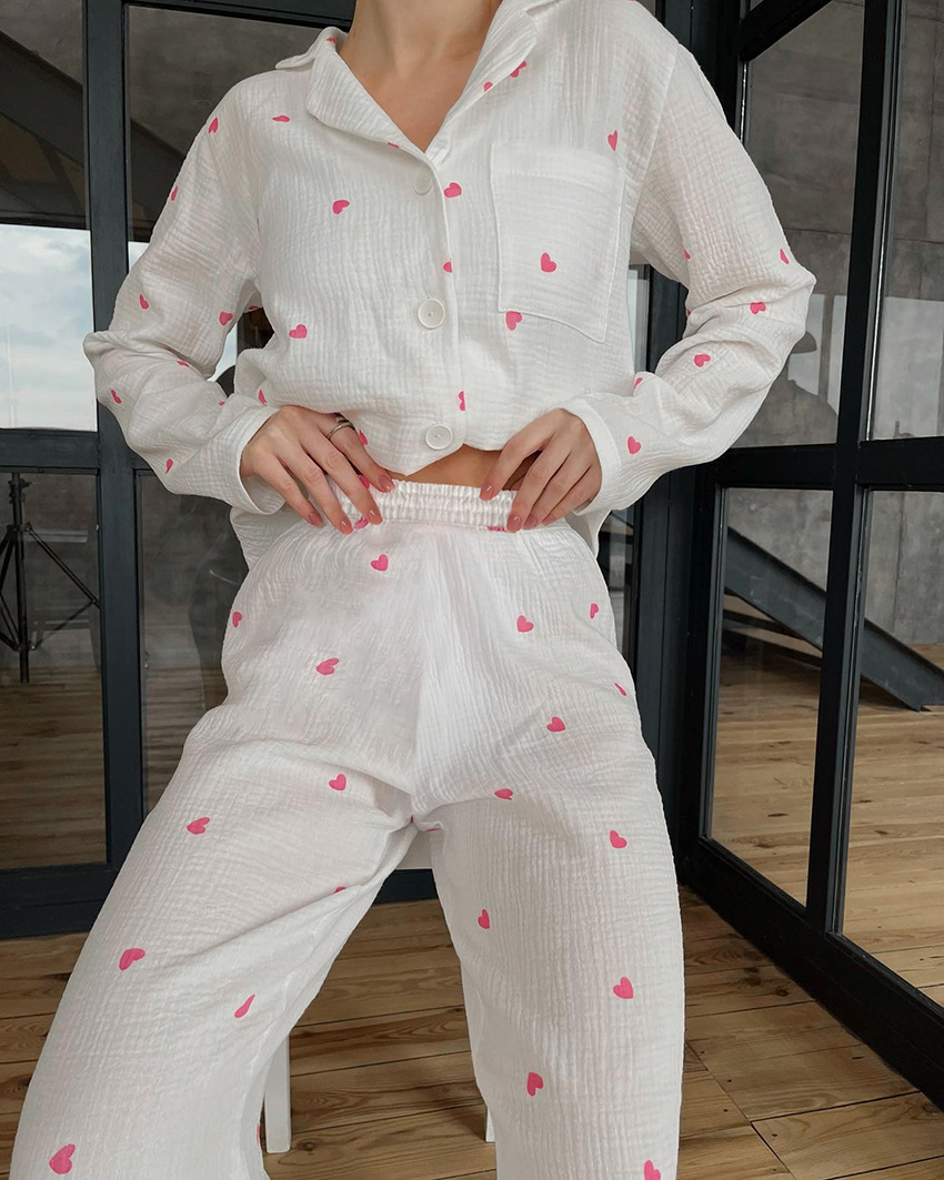 Home Sleeping Women's Casual Sweet Heart Shape Cotton Pants Sets Pajama Sets display picture 18