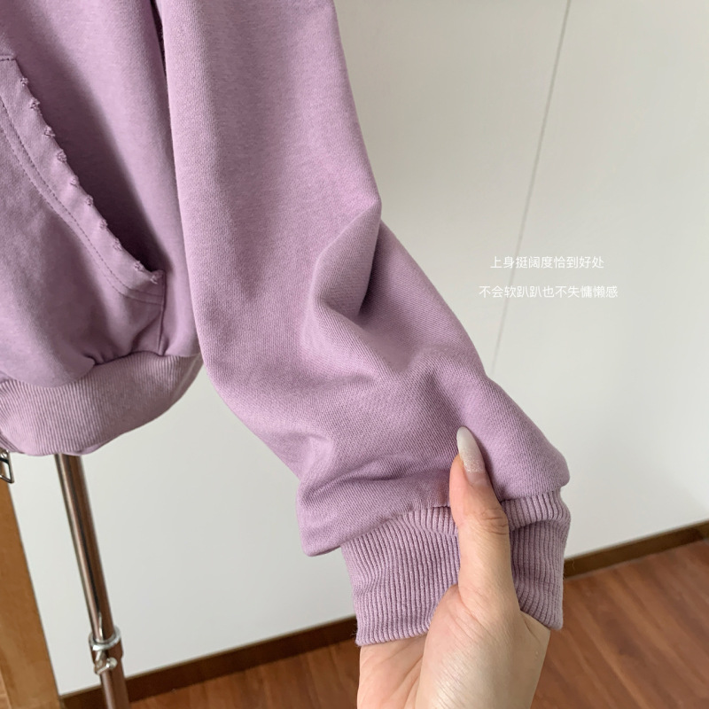 菲林甜雾 灰色连帽破洞短款卫衣外套小个子花苞短裙套装|undefined