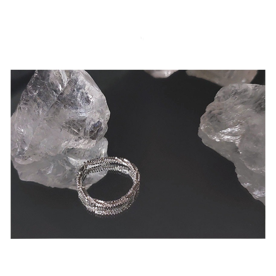 French Style Retro Sparkling Ring Women's Japanese and Korean Style Simple Fashion Elegant Niche Light Luxury High-end Silver Ring