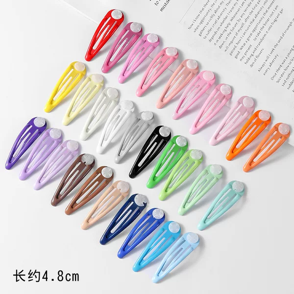 5cm Water Drop Hair Clip with Colorful Enamel, DIY Accessory Materials, Candy-Colored Base Clip with White Backing for Women