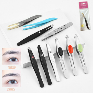 Wholesale Stainless Steel Angled Eyebrow Tweezers 96 Clips for Eyebrow Shaping, Hair Removal, Eyelash Extensions, Beauty Tools, Hot-Selling Cross-Border