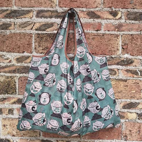 Japanese printed eco-friendly bag large size 210T supermarket folding shopping bag thickened tote bag shopping bag