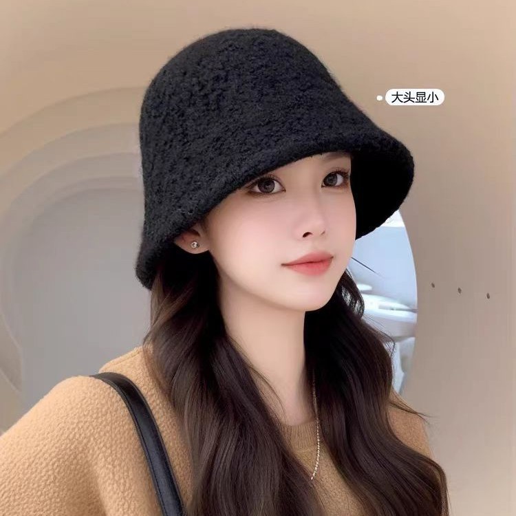 泰迪绒渔夫帽新款时尚韩版水桶帽保暖大头围帽子女秋冬显脸小盆帽|undefined