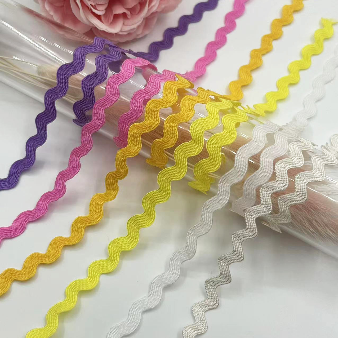 5mm onda de color sólido en forma de S borde curvo de encaje cortina de cinta sombrero ropa para niños accesorios de boda accesorios de ropa en stock