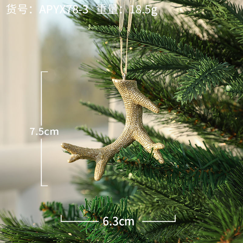 Hong Kong Heng nuevo estilo Elk Cuerno árbol de Navidad decoración colgante decoración diseño de la ventana de resina con el pelo cuerno colgante Decoración