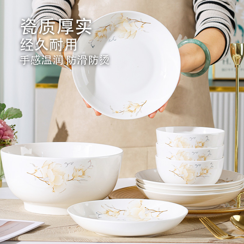 Camellia plato de comedor de alto valor, plato de cerámica, conjunto de platos domésticos, plato de horneado de alta temperatura, plato de platos image 3