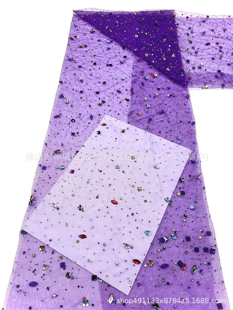 Color mezcla de tela de malla de diamante pesado de forma especial diámetro dispersión escenario vestido vestido tela al por mayor spot image 17