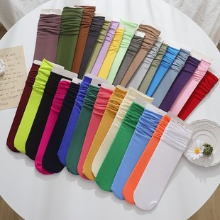 Ice Ice Socks Women's Korean-style Summer Thin Breathable Mid-barrel All-match Pile Socks Trendy Photo Show Color Socks