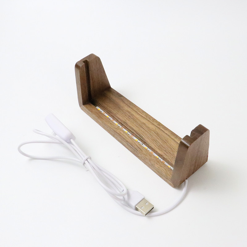 Luminous Acrylic Desk Calendar Base Lighting Postcard Bracket Photo Frame Solid Wood Base Led Desktop U-Shaped Conference Sign