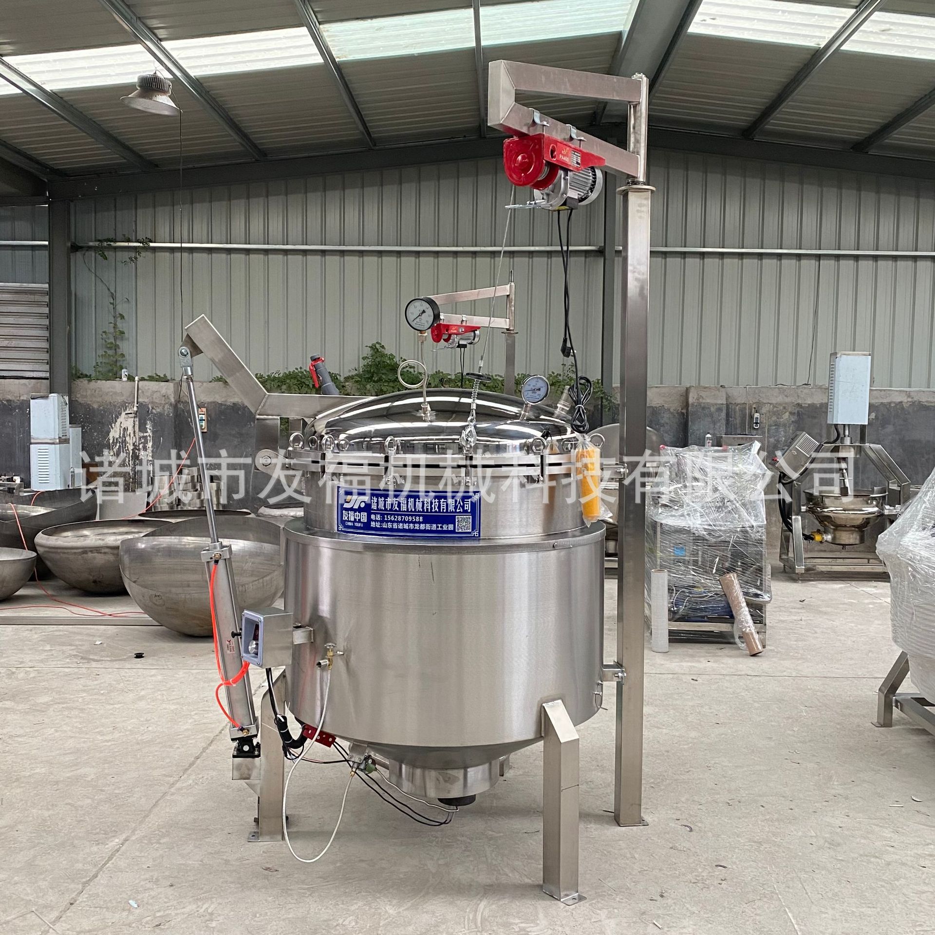 新型全自动气动开盖压力蒸煮锅酱牛肉卤煮压力锅糯米粽子蒸煮设备