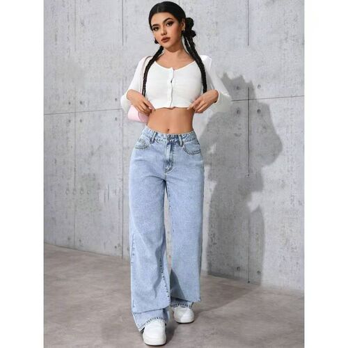 Spring and autumn sweet and spicy style European and American high-waist straight loose jeans for women's independent stand hot