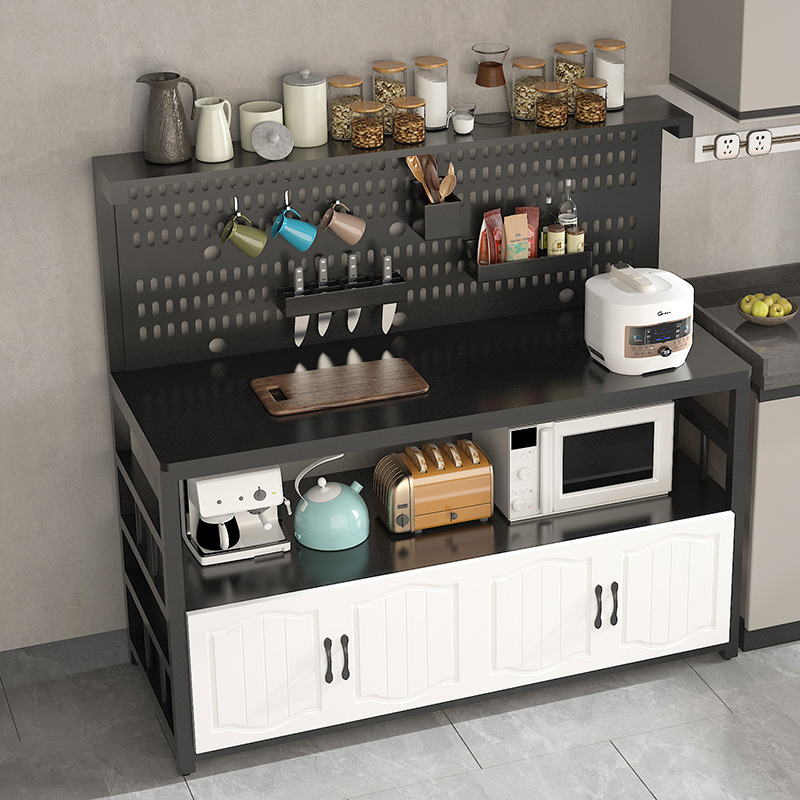 家用切菜桌工作料理台落地備餐操作儲物櫥櫃廚房洞洞板置物架多層