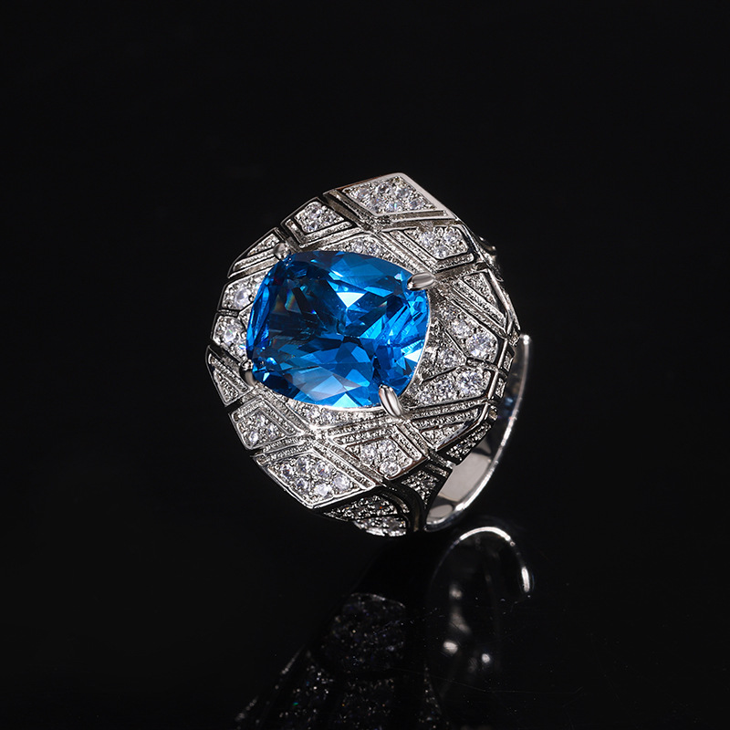 Anillo de cristal puntiagudo azul 119 #